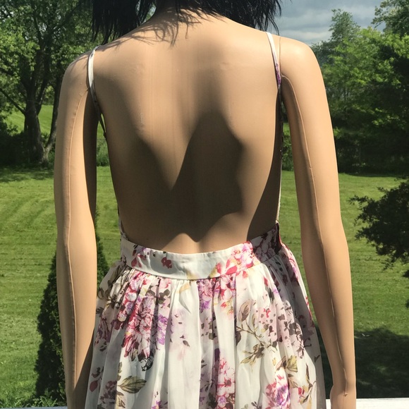 Black Open Back Floral Strap One Piece